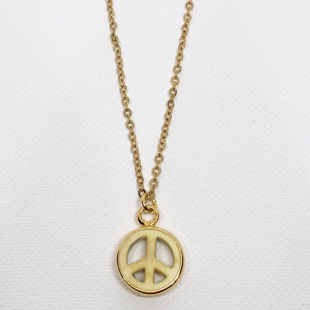Peace Symbol Necklace (Light Yellow)